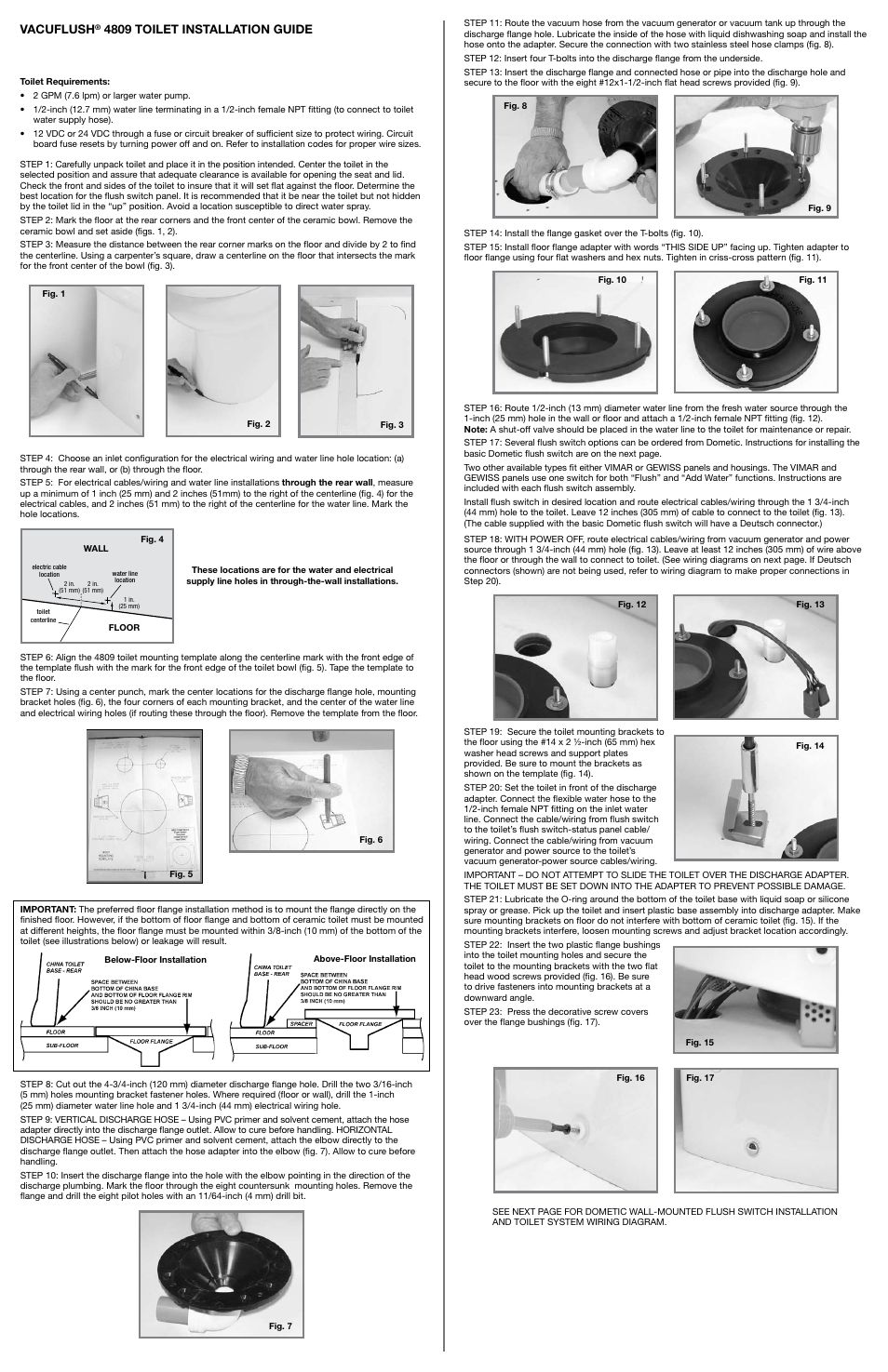 SeaLand VacuFlush 4809 Toilet User Manual | 4 pages