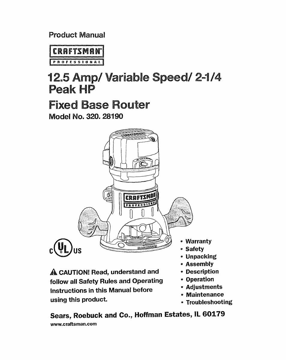 Craftsman 320.28190 User Manual | 44 pages