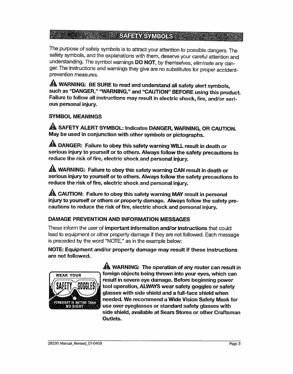 Craftsman 320.28190 User Manual | Page 3 / 44