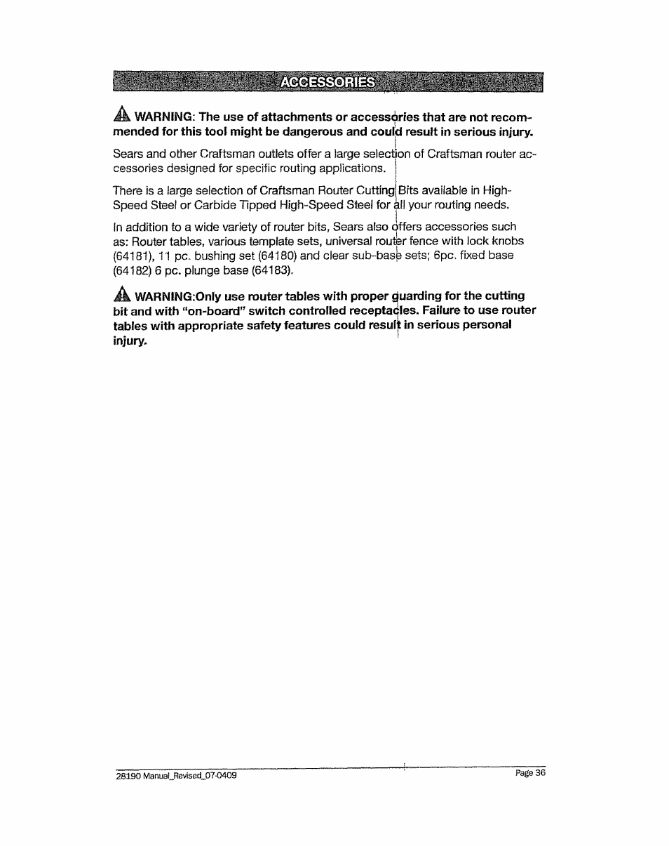 Craftsman 320.28190 User Manual | Page 36 / 44
