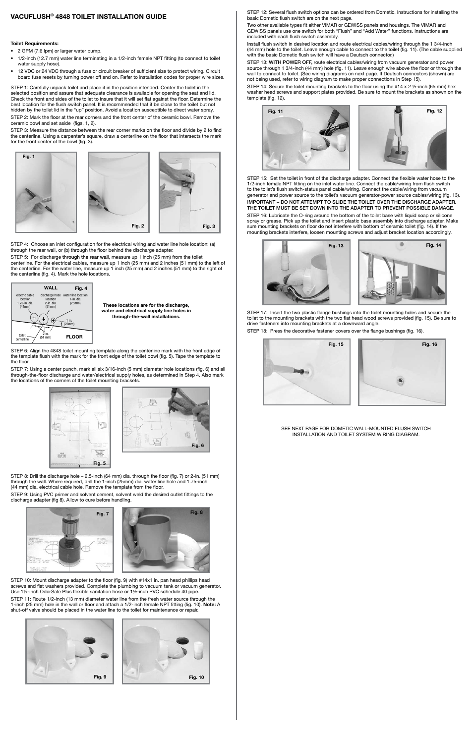 SeaLand VacuFlush 4848 Toilet User Manual | 4 pages