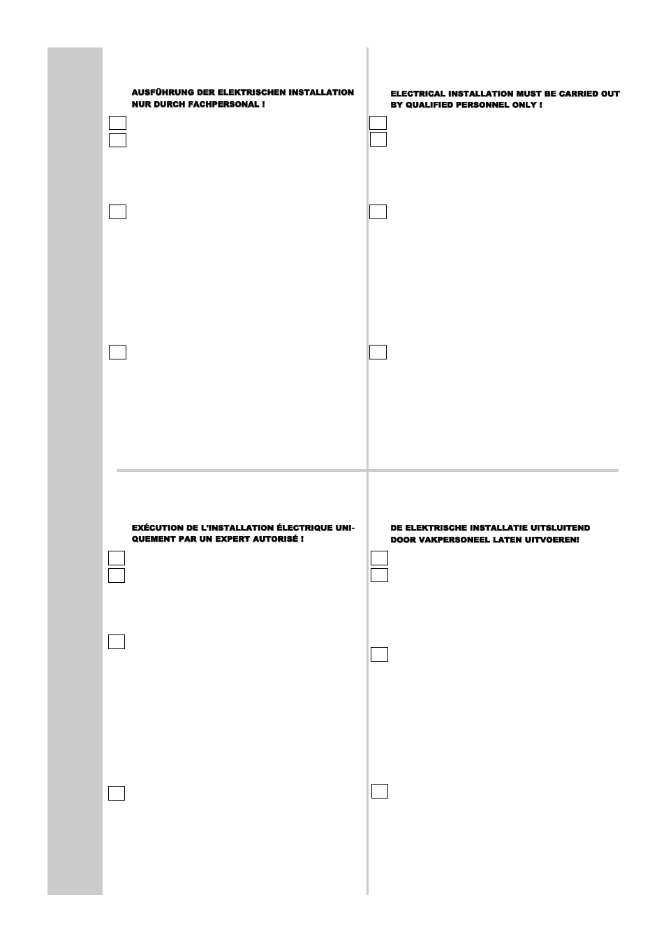 De en fr nl 36, Elektrische installation, Electrical installation | Installation électrique, Elektrische installatie | SeaLand VT 2500 User Manual | Page 39 / 48