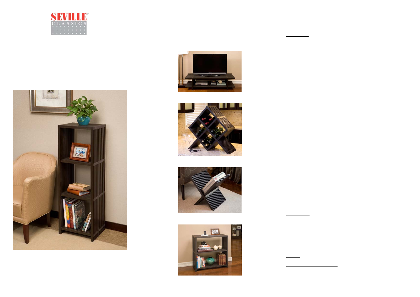 Seville Classics FRN04723 User Manual | 2 pages