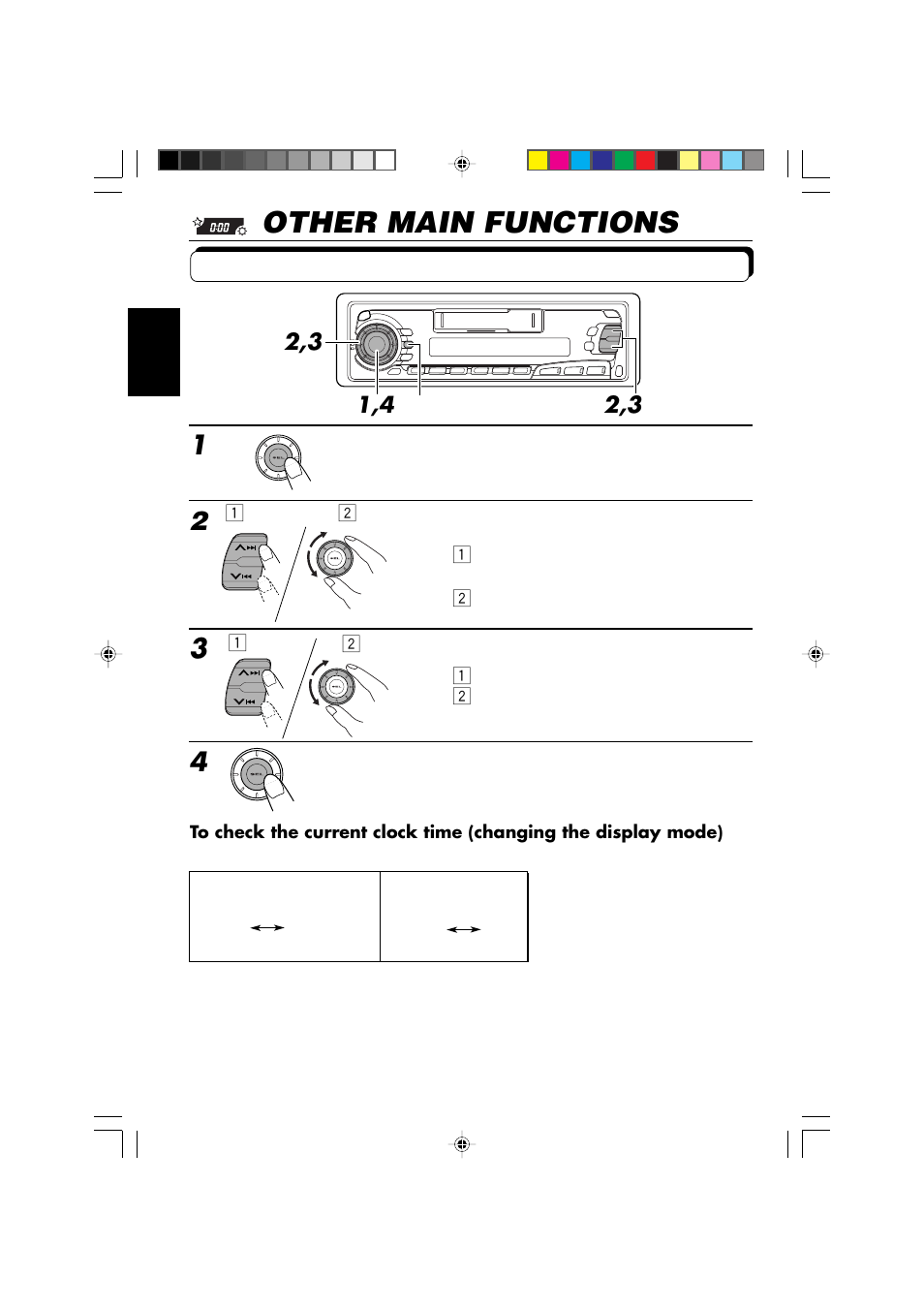 Other main functions, Setting the clock | JVC KS-F500 User Manual | Page 16 / 24