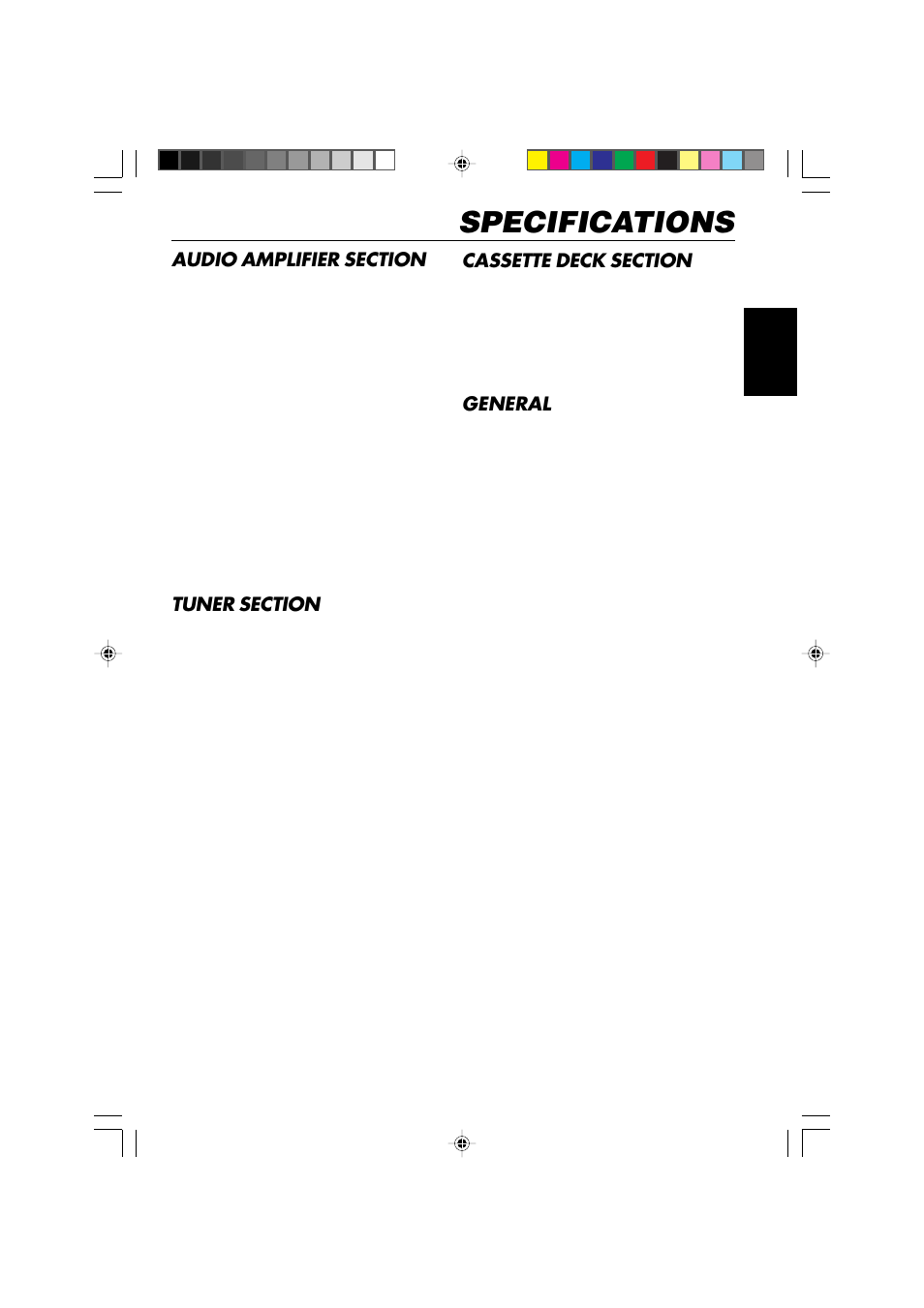 Specifications, General | JVC KS-F500 User Manual | Page 23 / 24