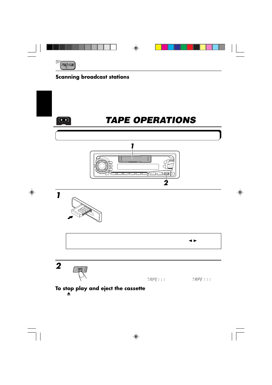 Tape operations, Listening to a tape | JVC KS-F500 User Manual | Page 8 / 24