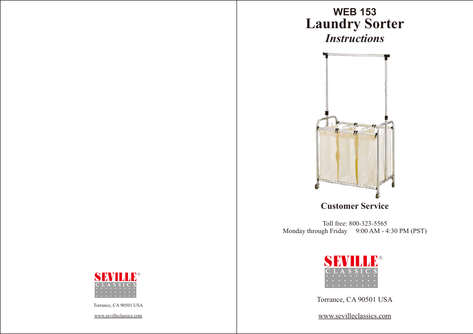 Seville Classics WEB153 User Manual | 2 pages