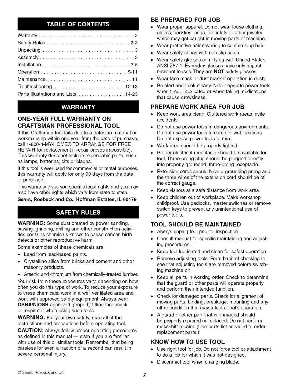 Craftsman 351.214300 User Manual | Page 2 / 24