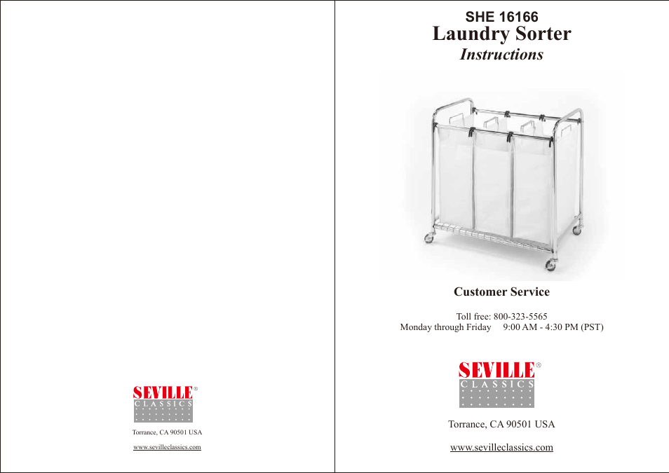 Seville Classics SHE16166 User Manual | 2 pages