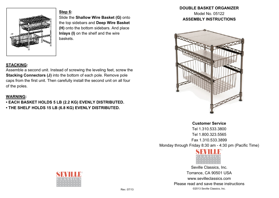 Seville Classics SHE05122B User Manual | 2 pages