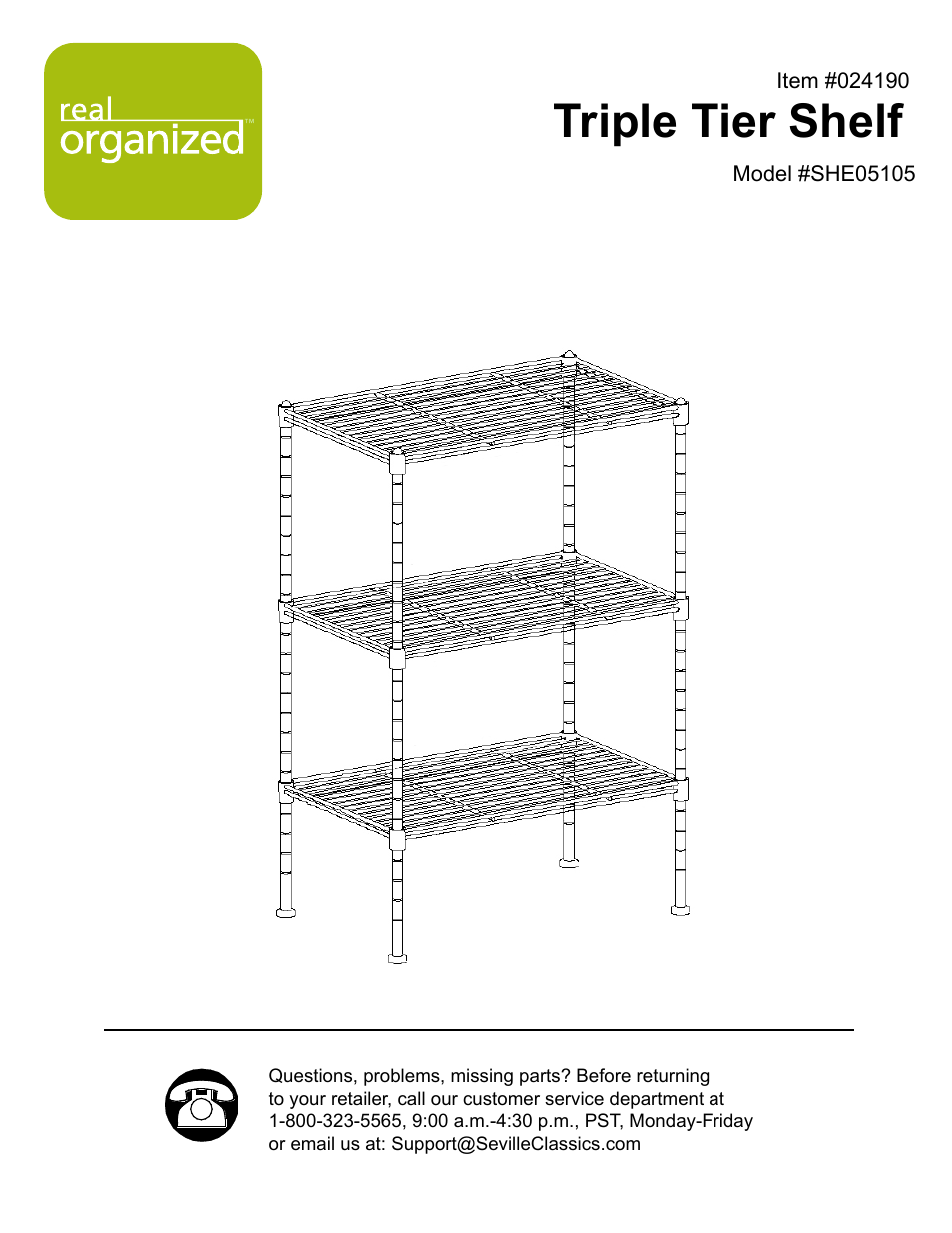 Seville Classics SHE05105B User Manual | 4 pages