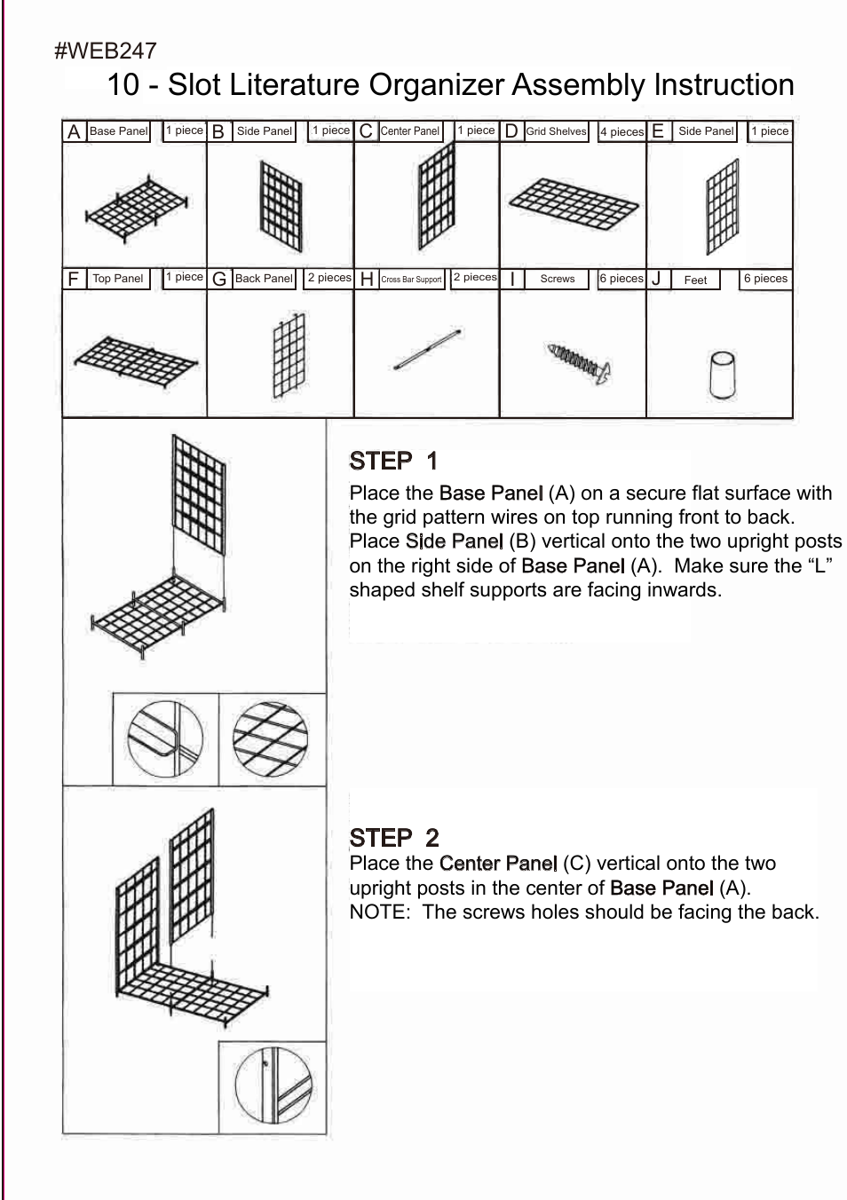 Step 1 step 2, Web247 | Seville Classics WEB247 User Manual | Page 2 / 4