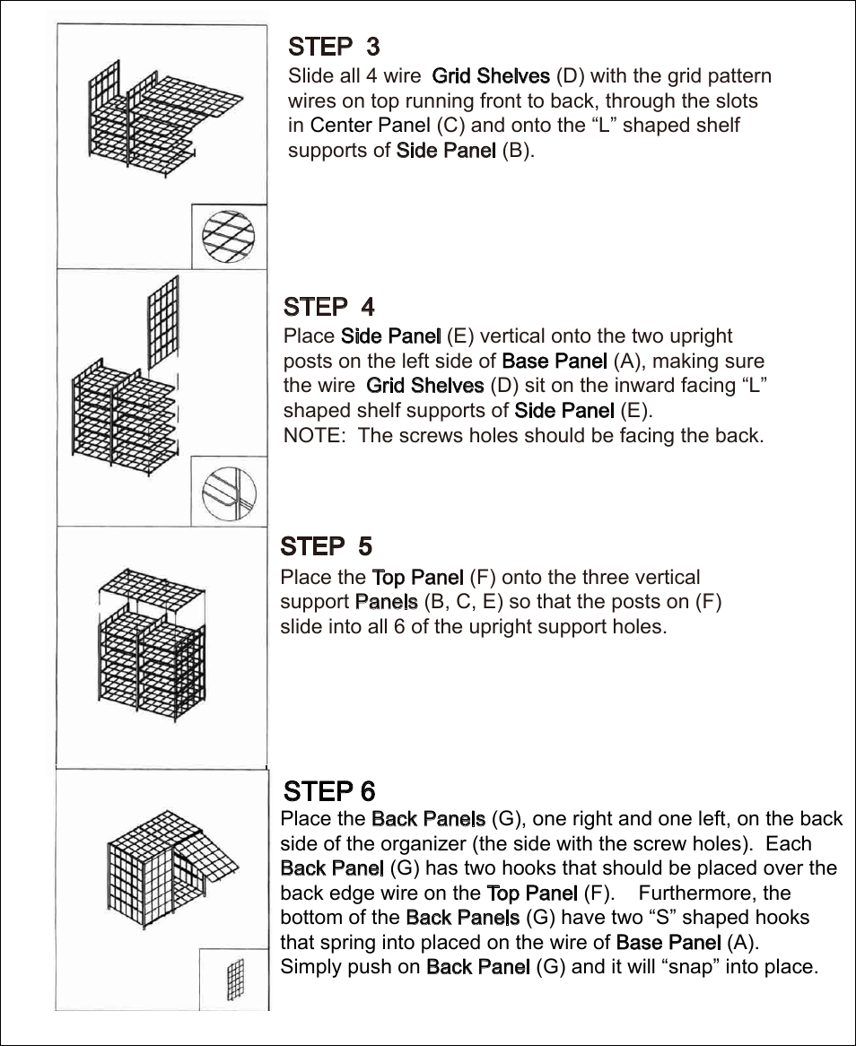 Step 6, Step 5, Step 4 | Step 3 | Seville Classics WEB247 User Manual | Page 3 / 4