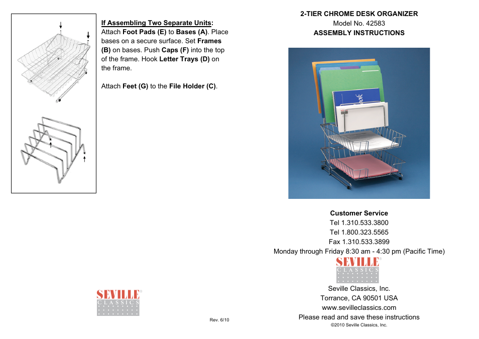Seville Classics OFF42583 User Manual | 2 pages
