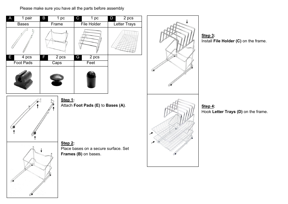 Seville Classics OFF42583 User Manual | Page 2 / 2