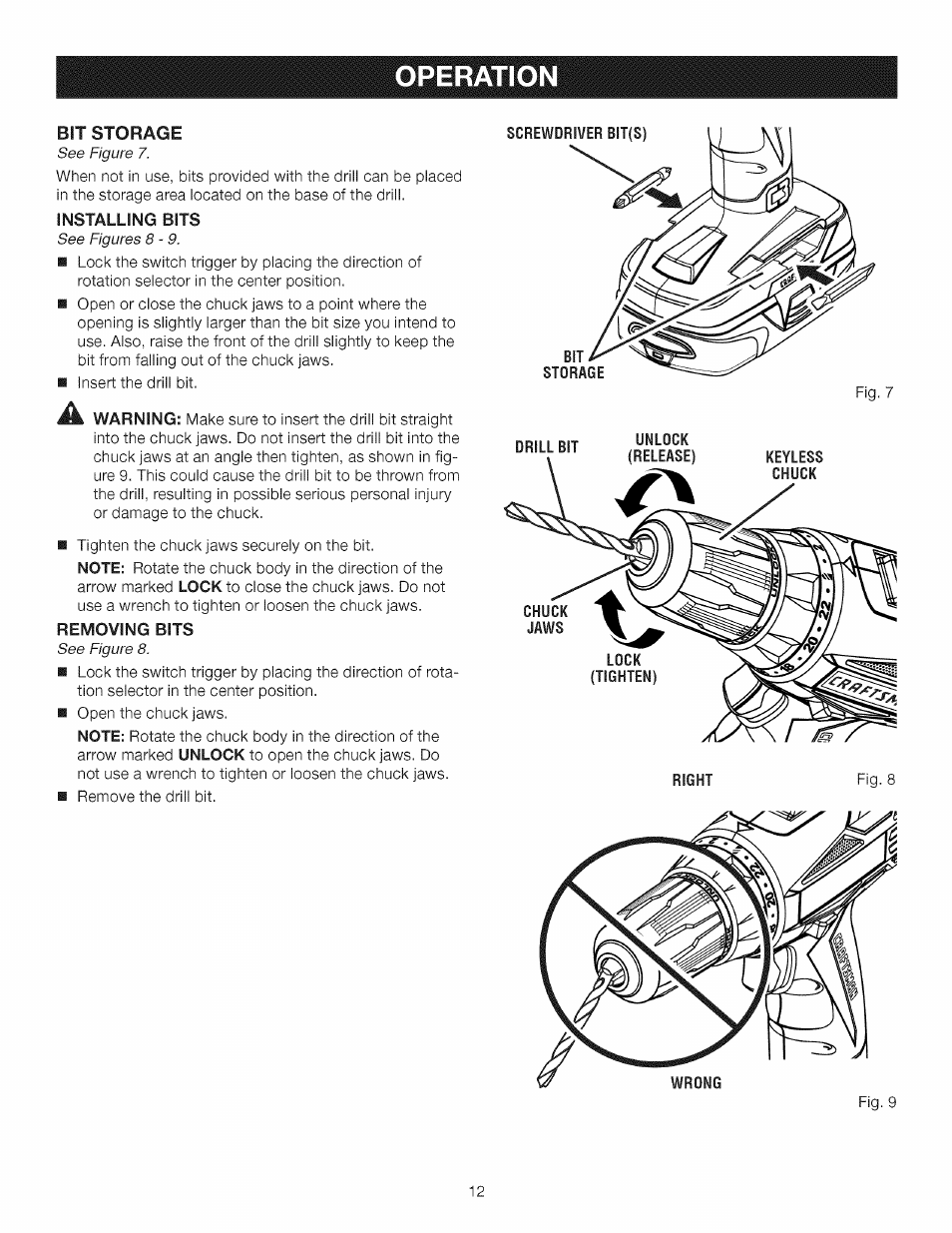 Operatio | Craftsman 315.11910 User Manual | Page 12 / 18