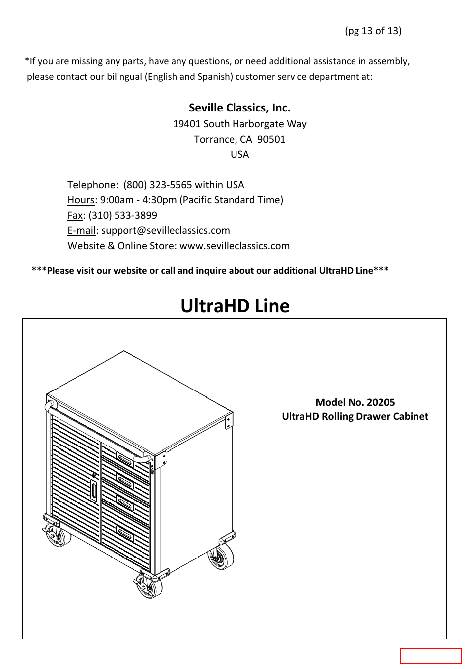 Ultrahd line | Seville Classics UHD20204B User Manual | Page 14 / 16