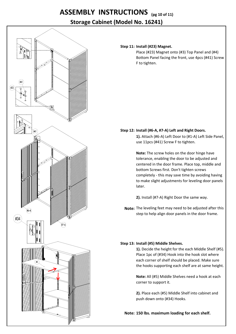 Assembly instructions | Seville Classics UHD16241 User Manual | Page 11 / 13