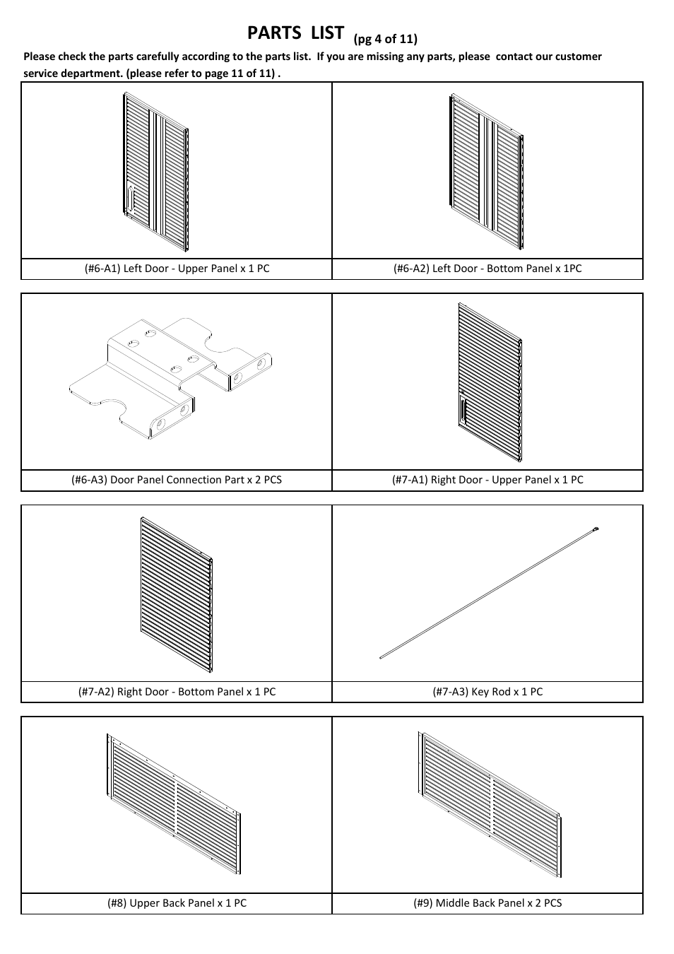 Parts list | Seville Classics UHD16241 User Manual | Page 5 / 13