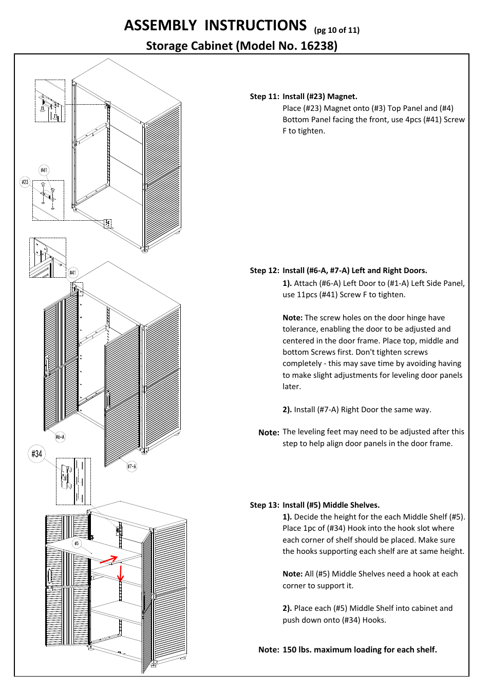 Assembly instructions | Seville Classics UHD16238B User Manual | Page 11 / 13