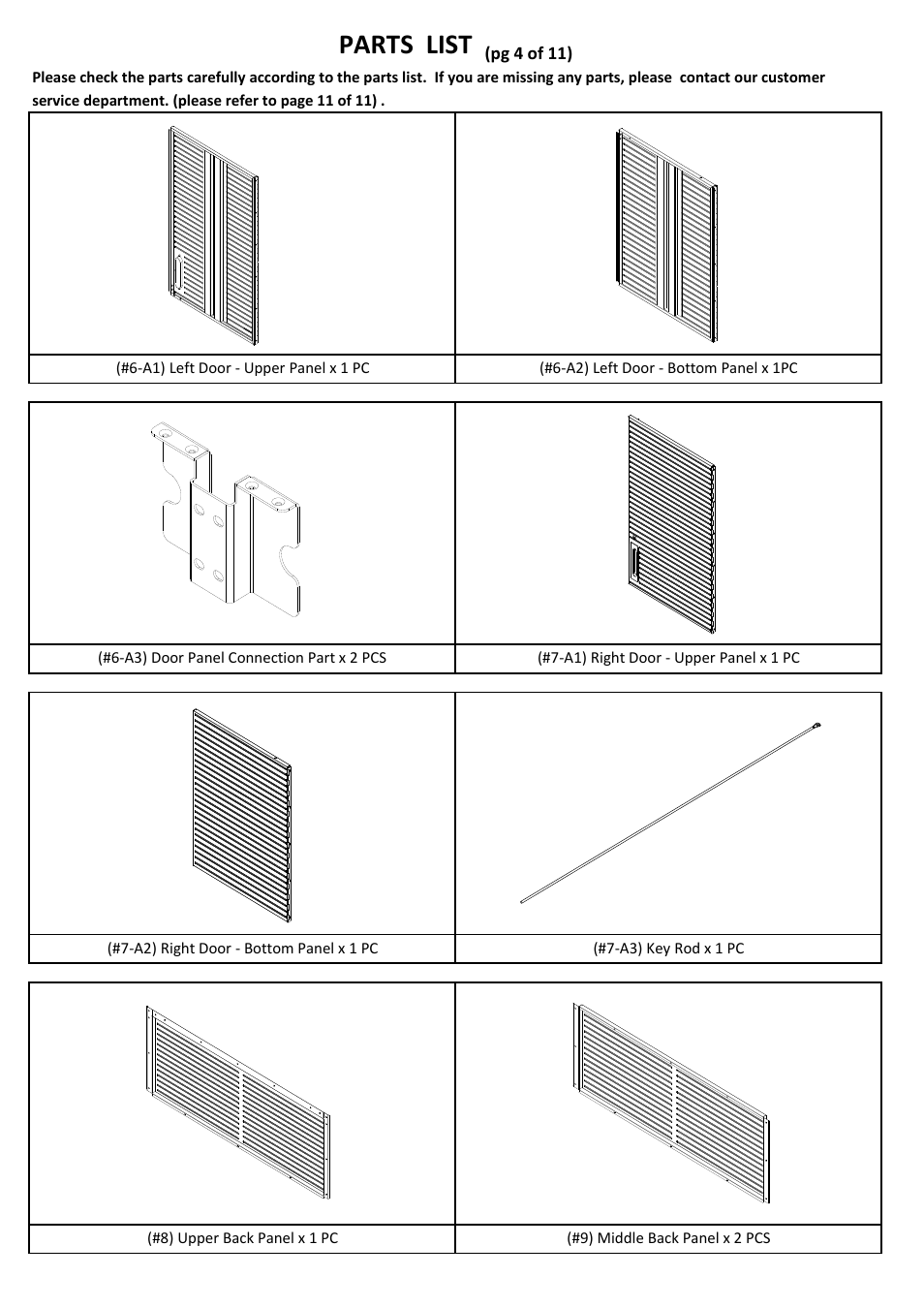 Parts list | Seville Classics UHD16238B User Manual | Page 5 / 13