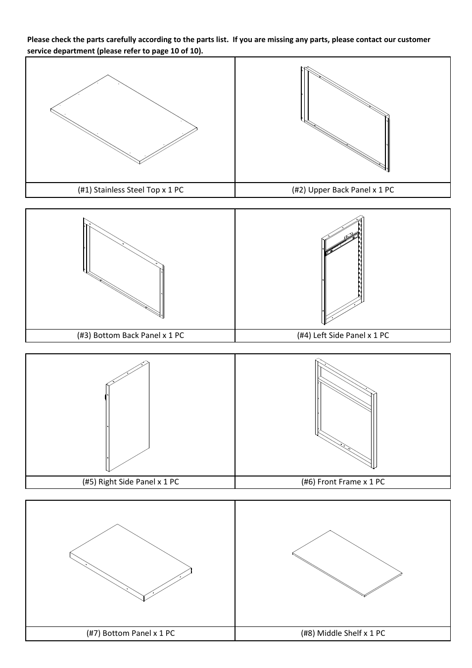 Parts list | Seville Classics UHD20238F User Manual | Page 3 / 12