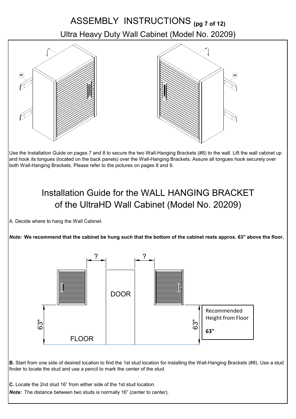 Assembly instructions | Seville Classics UHD20209B User Manual | Page 8 / 16