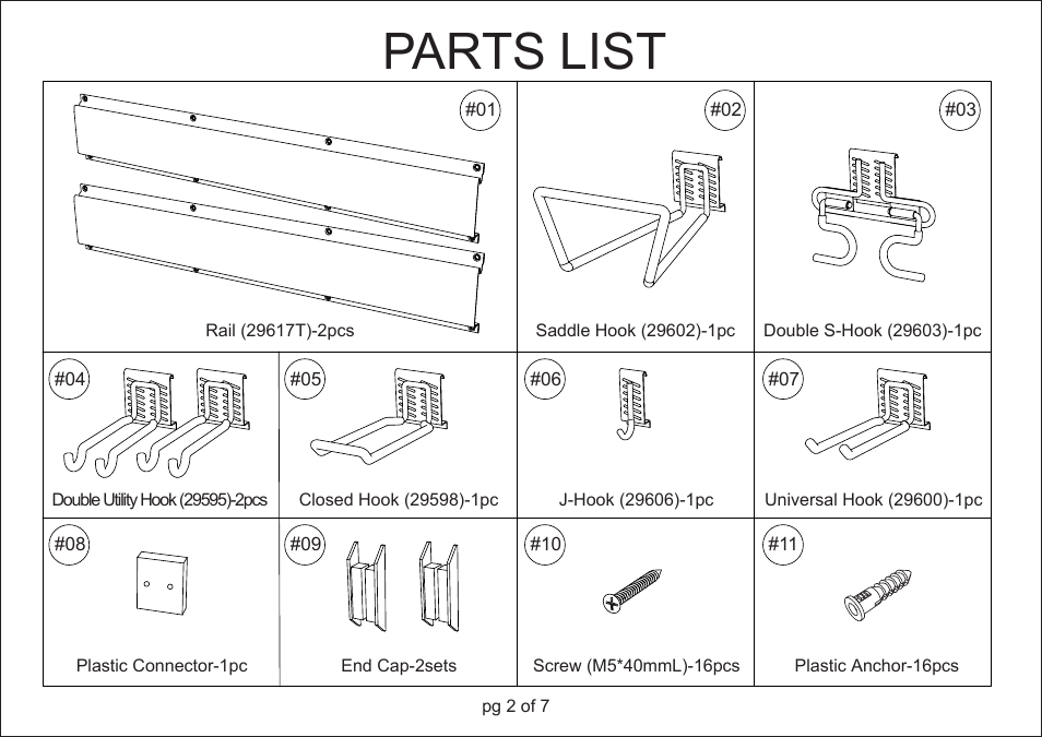Parts list | Seville Classics WEB198 User Manual | Page 3 / 8