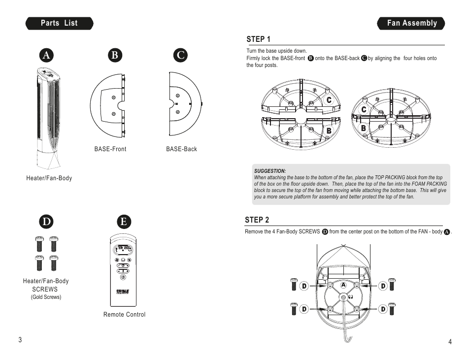 Ab c d e | Seville Classics EHF10222B User Manual | Page 3 / 6