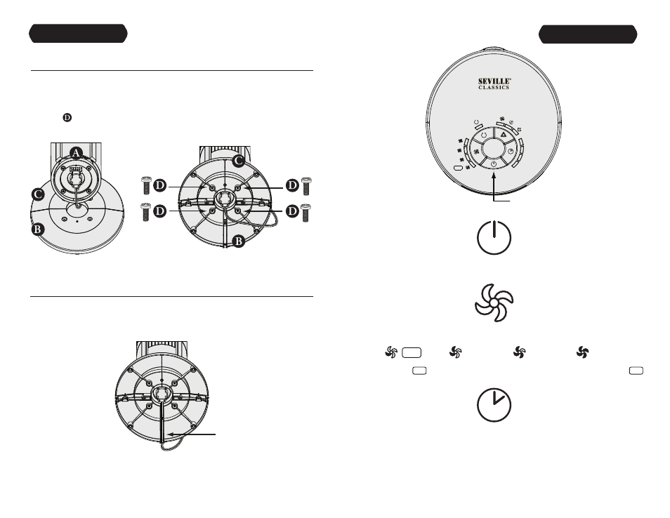 10127 5_6 us e12 hr, Step 4, Step 3 | Fan assembly control panel, Cb a c b | Seville Classics EHF10127 User Manual | Page 4 / 7