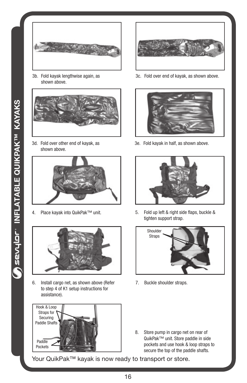 Inflatable quikp ak™ ka yaks | Sevylor QuikPak K5 Kayak User Manual | Page 16 / 24