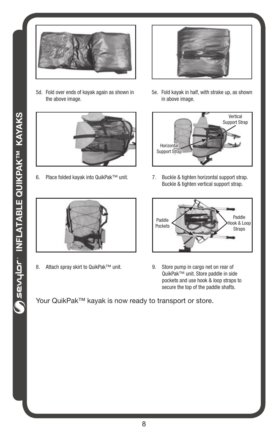 Inflatable quikp ak™ ka yaks | Sevylor QuikPak K5 Kayak User Manual | Page 8 / 24