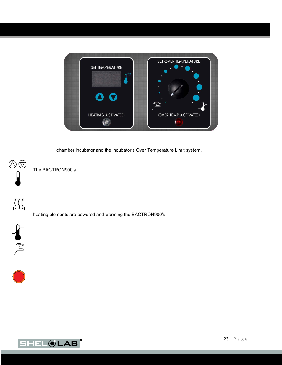 Control panel overview (continued) | Shellab BACTRON600 User Manual | Page 23 / 70