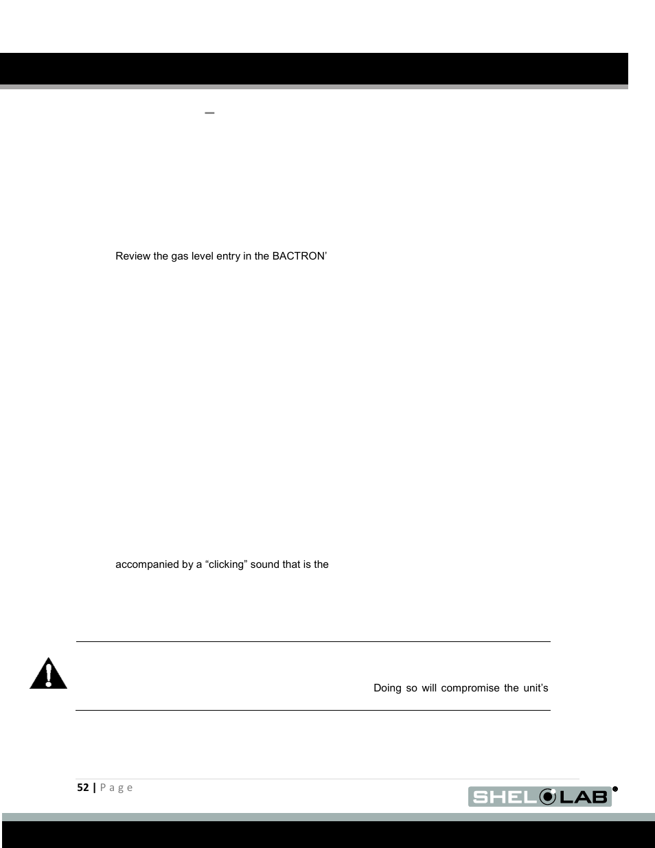 Leak diagnosis, Unit full, User maintenance (continued) | Shellab BACTRON600 User Manual | Page 52 / 70