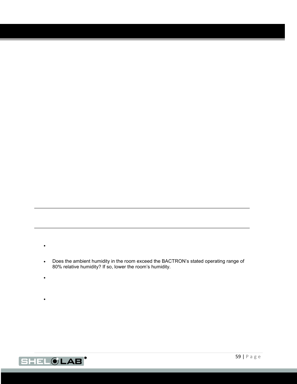 Condensation and the dew point, User maintenance (continued) | Shellab BACTRON600 User Manual | Page 59 / 70