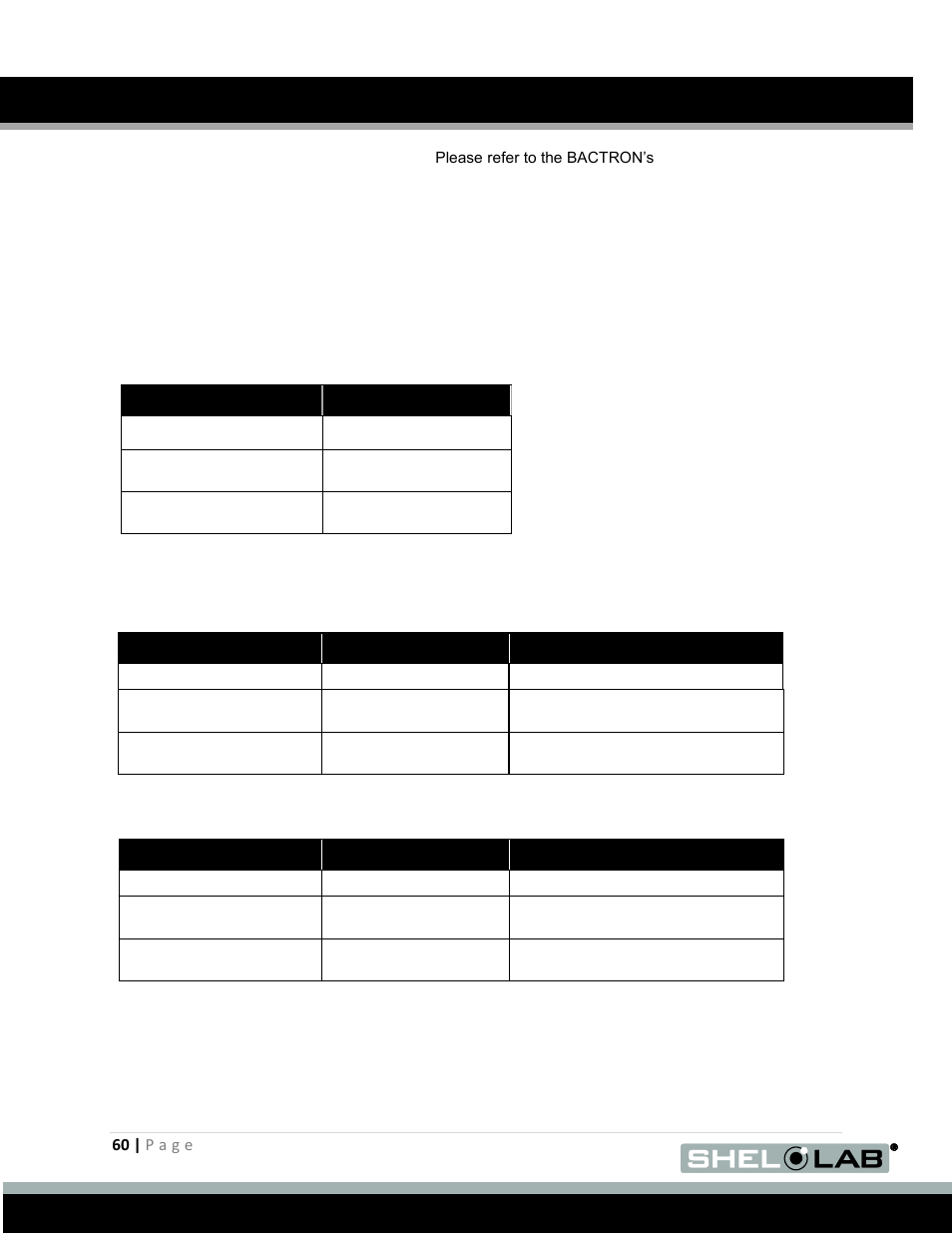 Unit specifications, Weight, Workstation dimensions | Eight, Orkstation, Imensions | Shellab BACTRON600 User Manual | Page 60 / 70