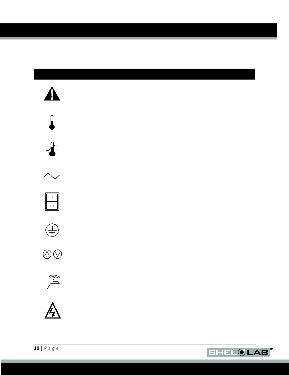 Graphic symbols | Shellab BACTRONEZ User Manual | Page 10 / 65