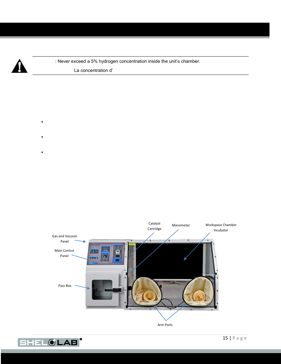 Gas source, Bactronez orientation, Installation (continued) | Bactronez, Ource, Rientation | Shellab BACTRONEZ User Manual | Page 15 / 65