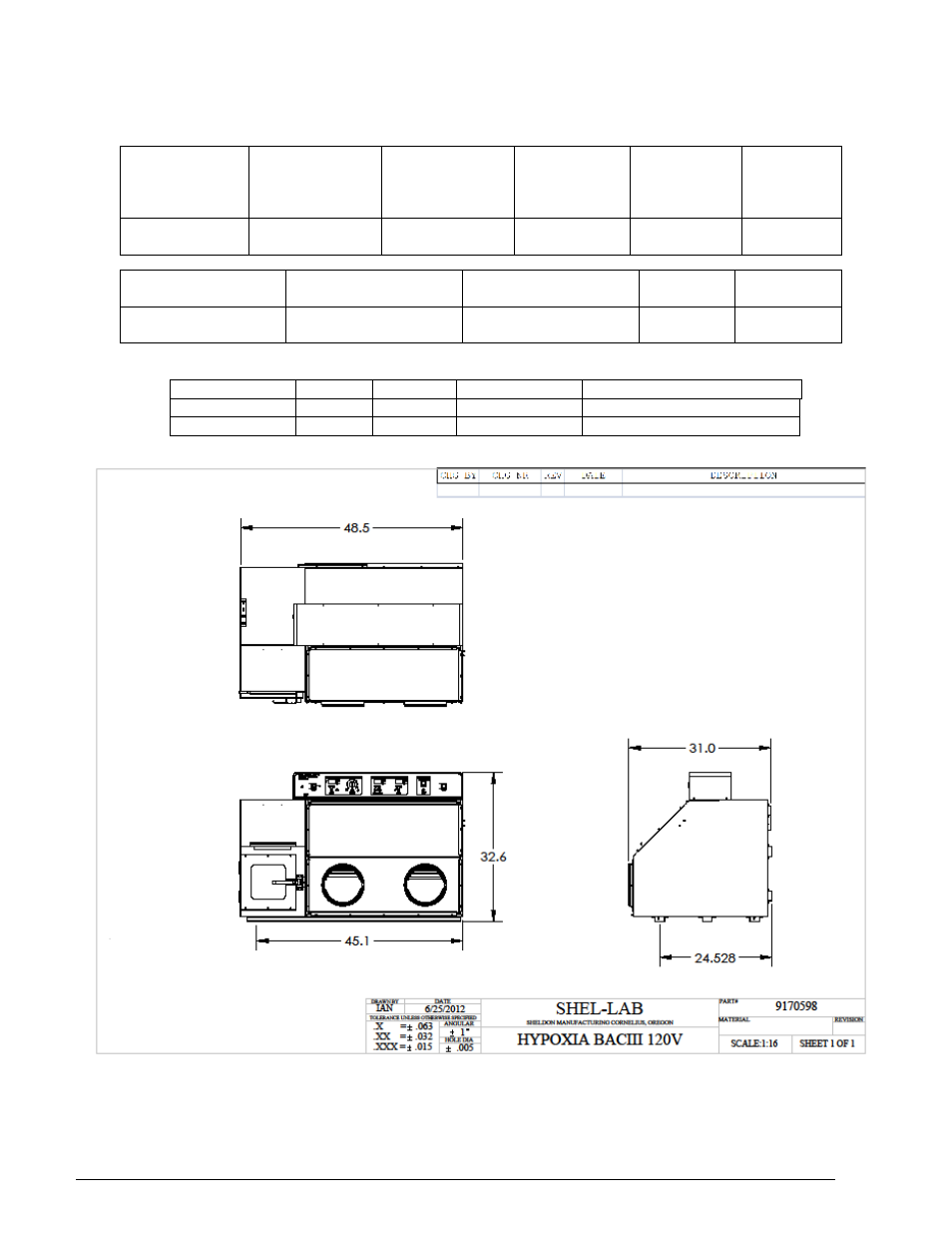 Unit specifications | Shellab BACTROX User Manual | Page 20 / 32