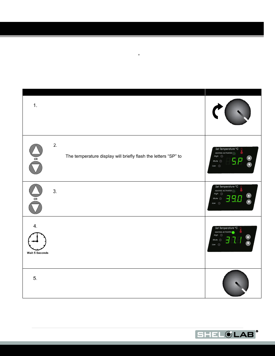 Set the temperature set point, Operation (continued), Et the | Emperature, Oint | Shellab SCO6AD User Manual | Page 24 / 47