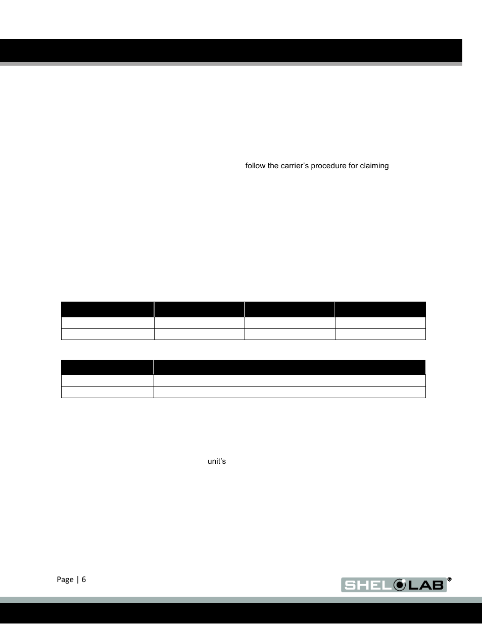 Receiving your incubator, Inspecting the shipment, Nspecting the | Hipment | Shellab SRI20PF User Manual | Page 6 / 30