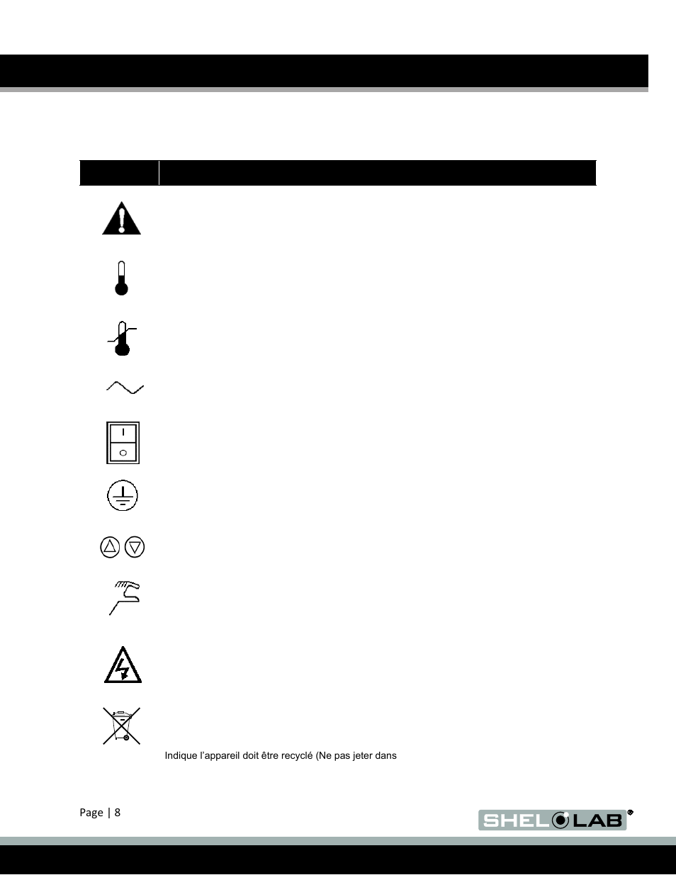 Graphic symbols | Shellab SRI20PF User Manual | Page 8 / 30