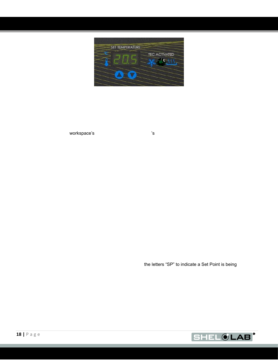 Setting up the incubator, Set the temperature set point, Operation (continued) | Shellab SRI20P User Manual | Page 18 / 27