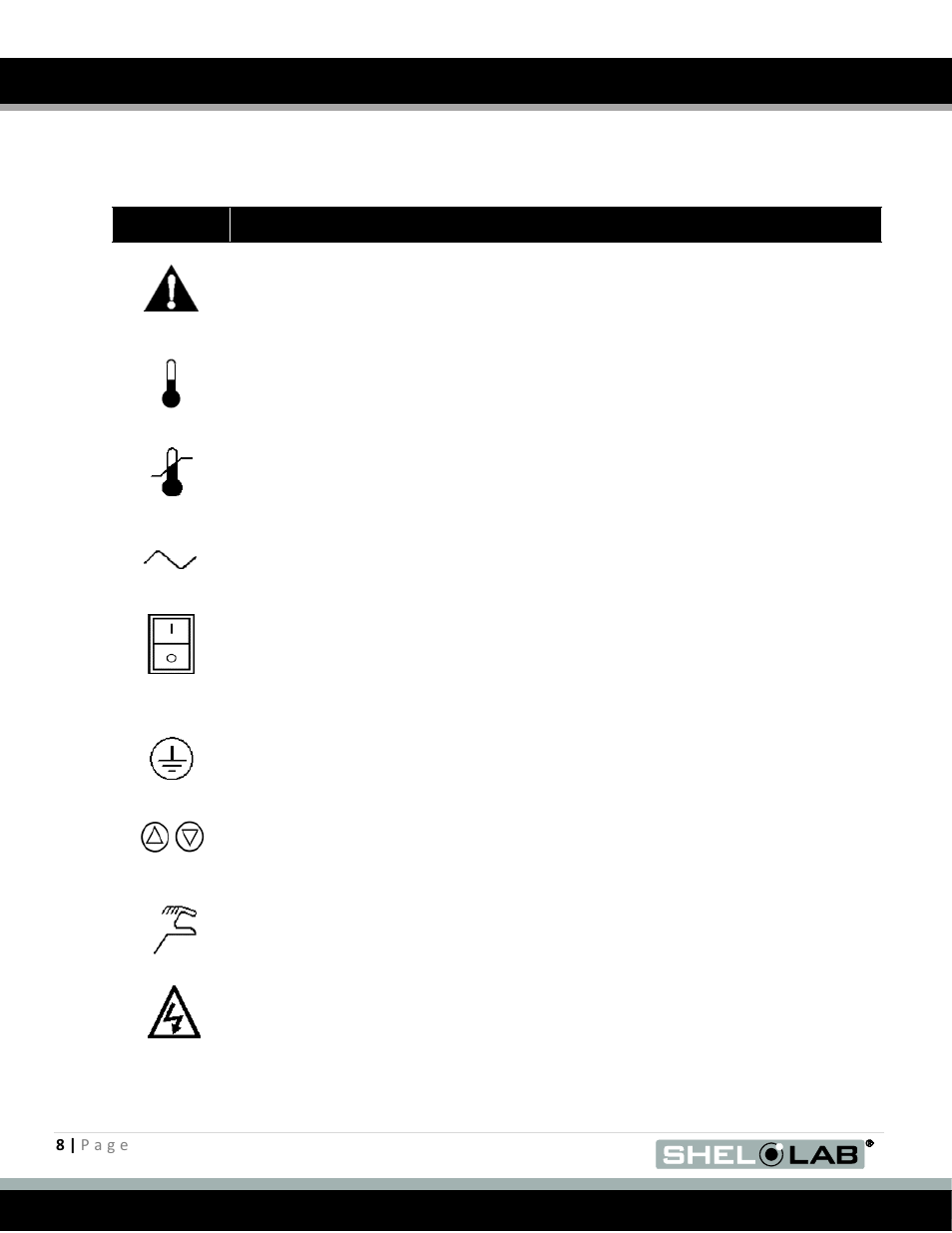 Graphic symbols | Shellab SRI20P User Manual | Page 8 / 27