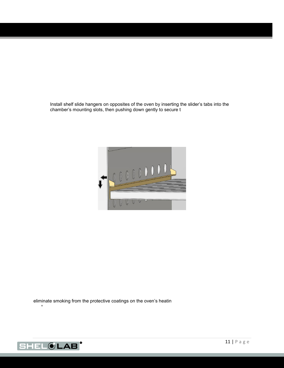 Shelving installation, Cleaning, Burn in | Installation (continued) | Shellab SMO5HP-2 User Manual | Page 11 / 28