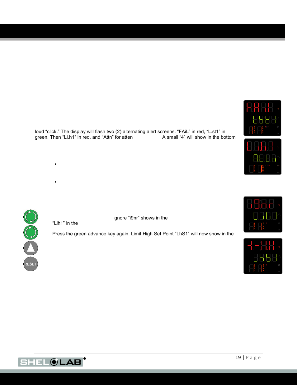 Closed vents, Over temperature limit active, Operation (continued) | Shellab SMO5HP-2 User Manual | Page 19 / 28