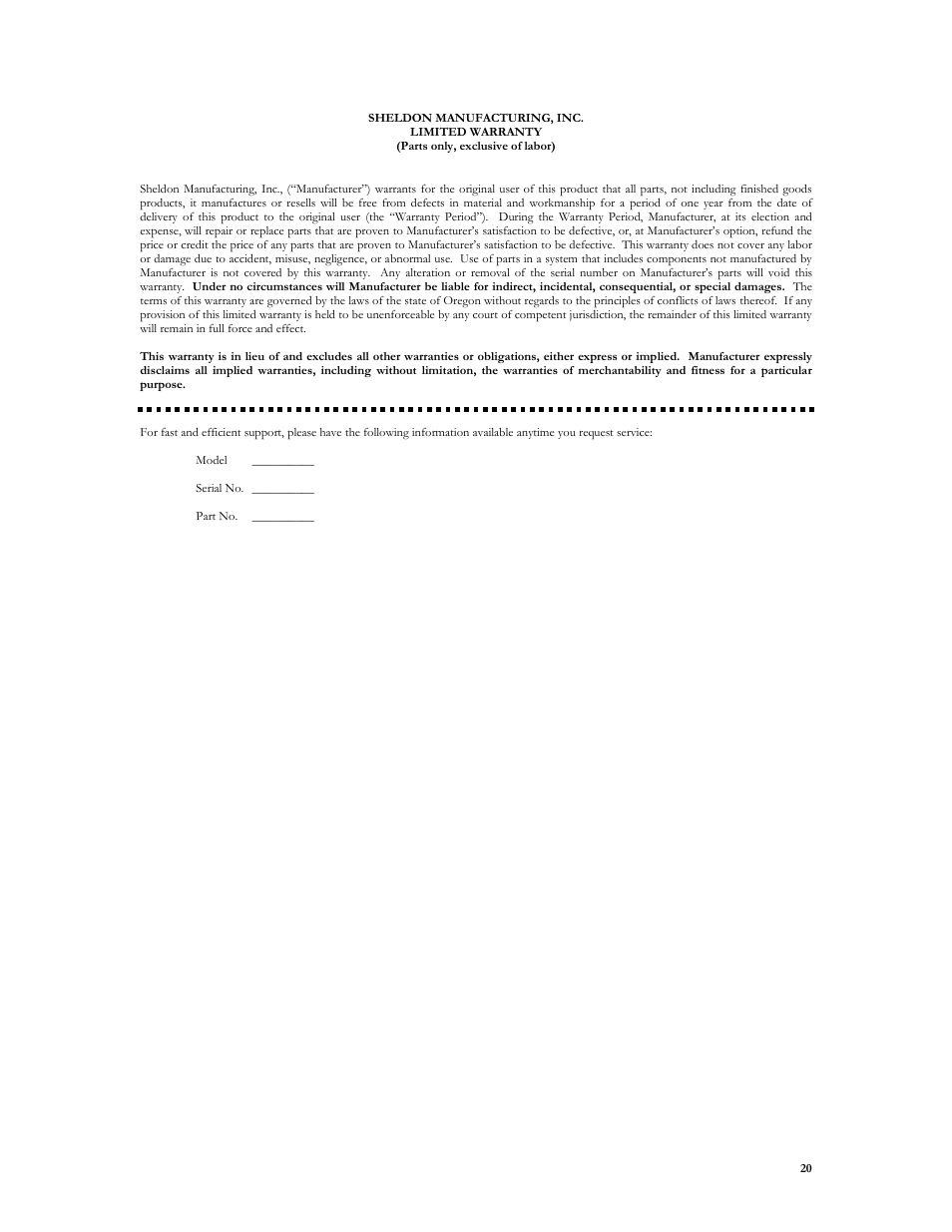 Shellab SMO10HP-2 User Manual | Page 20 / 20