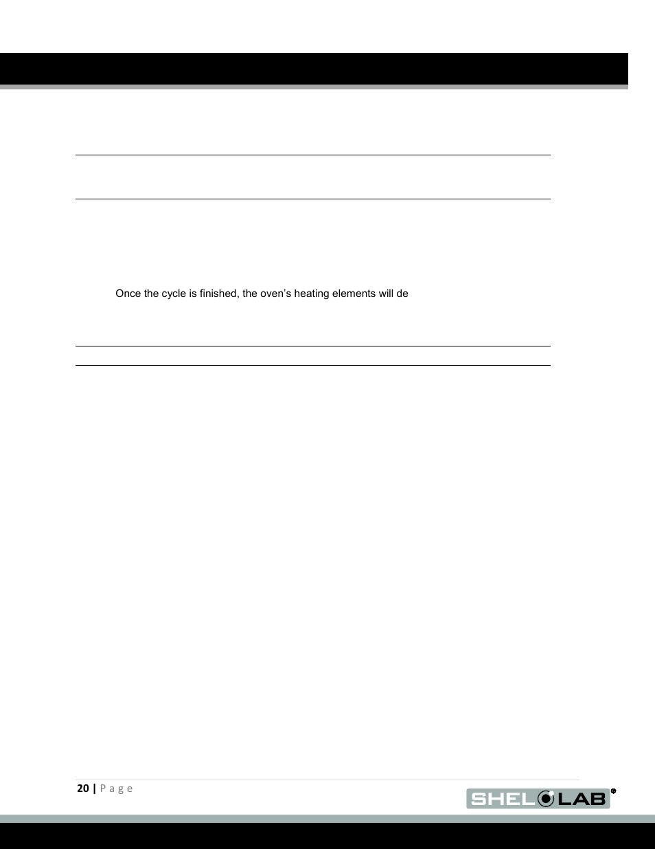 Activating the heating cycle, Operation (continued) | Shellab SMO28-2 User Manual | Page 20 / 26