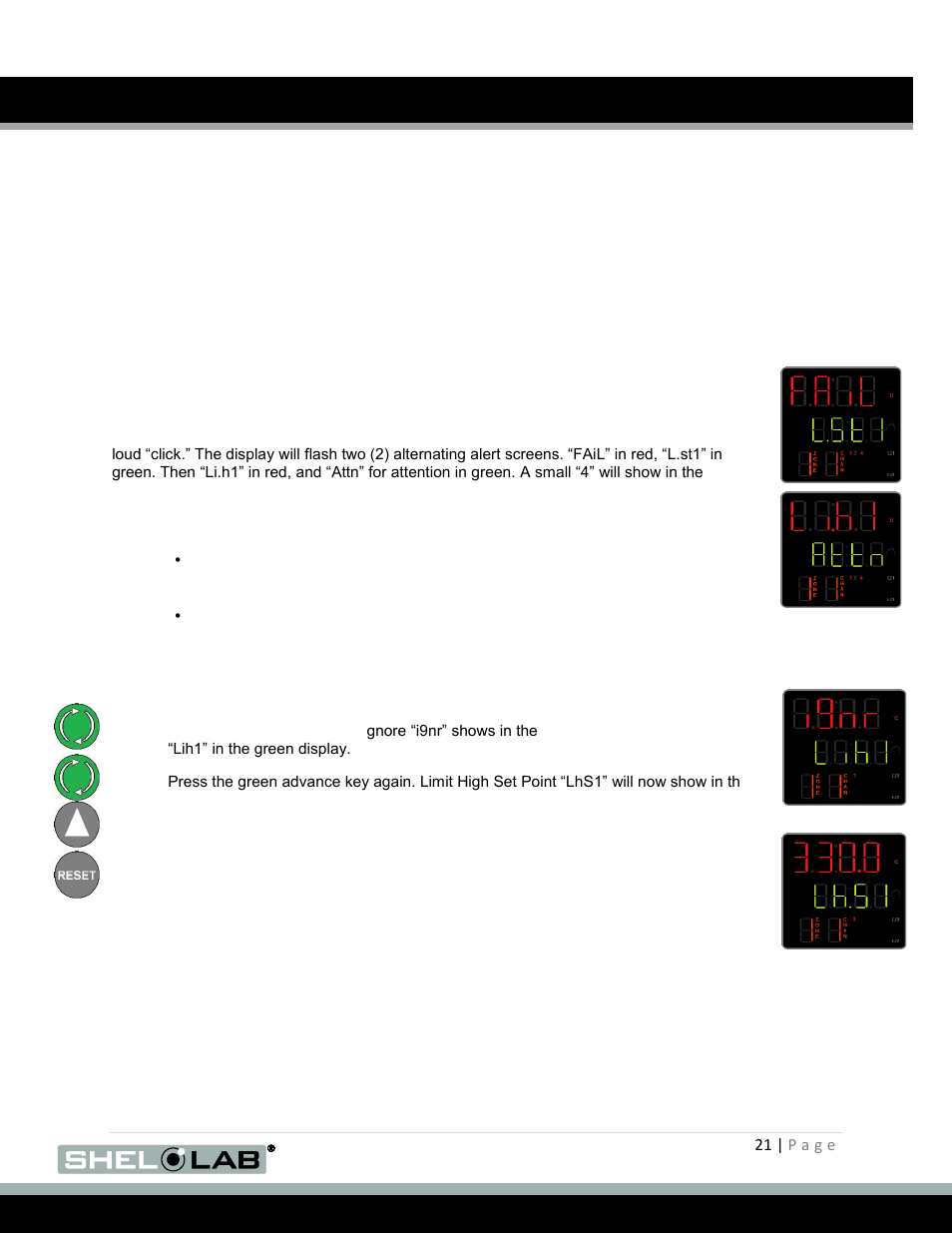 Closed vents, Over temperature limit active, Operation (continued) | Shellab SMO5CR-2 User Manual | Page 21 / 31