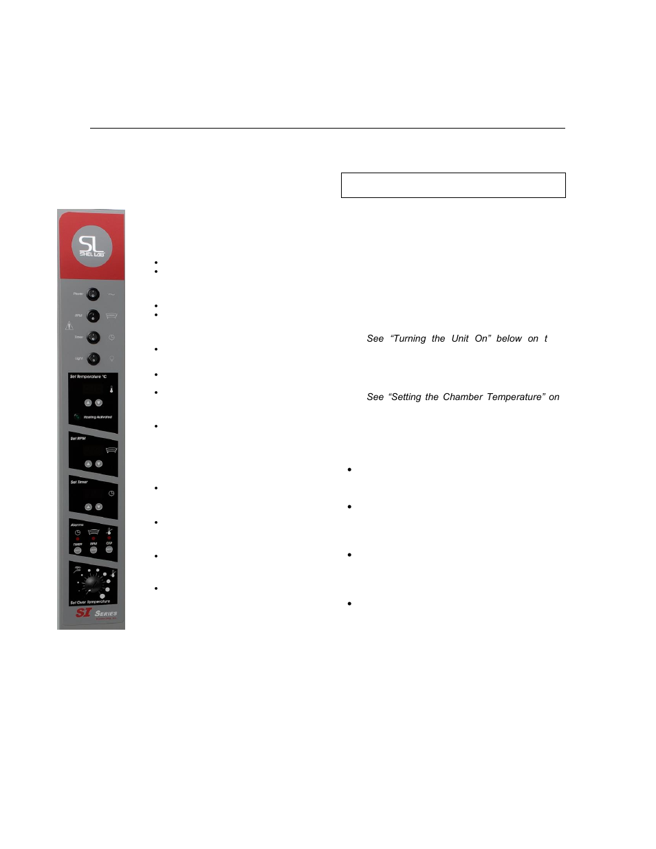 Control panel overview, Getting the unit ready for use, Turning the unit on | Shellab SSI5R-2 User Manual | Page 10 / 26